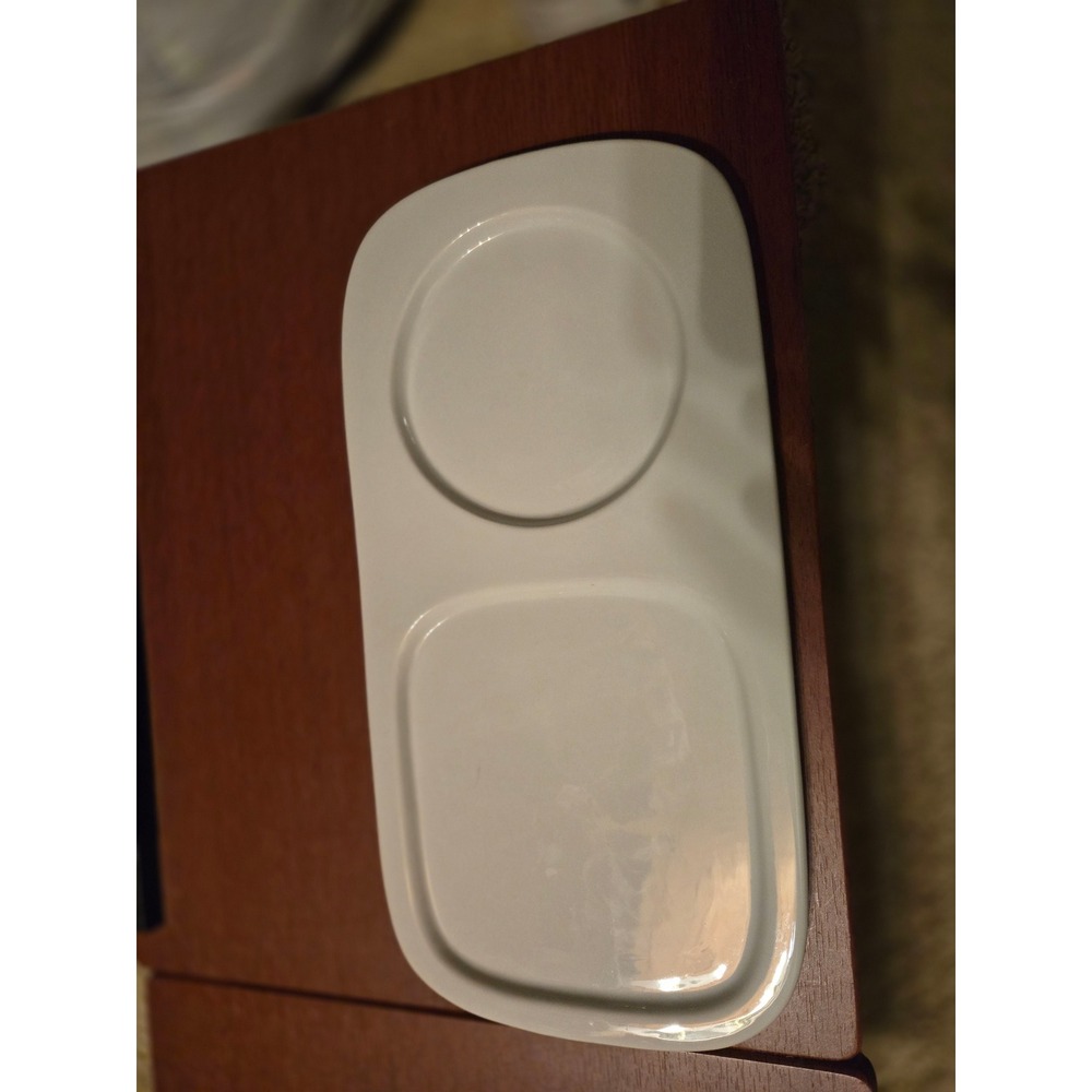 Chefs White Ceramic Divided Appetizer‎ Snack Plate Dishwasher Microwave Safe